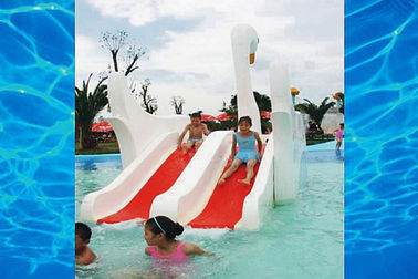 Indoor Or Outdoor White Swan Fiberglass Pool Slide , Water Amusement Park Kids Water Slide