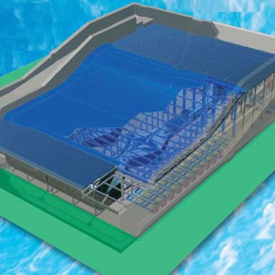 Máy tập lướt sóng OEM Flowrider với máy bơm nước 65kw và PVC mềm dai cho công viên nước 15.3m*9.3m