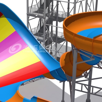 Khổng lồ bên ngoài sợi thủy tinh trượt nước cho người lớn tùy chỉnh màu 20m chiều cao tháp