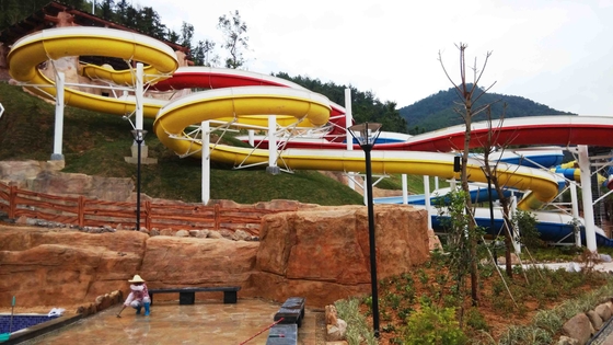 Red Giant Family Commercial Custom Water Slides Fiberglass Material
