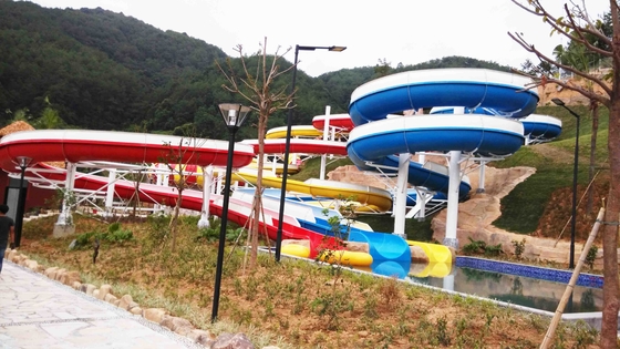 Funny FPR Water Slide Games Double Open And Close Cool Water Slides for Water Park