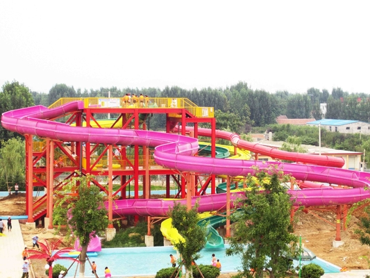 White Color Aqua Park Slide , Family Play Indoor Fiberglass Water Slides 6m Height for Water Park