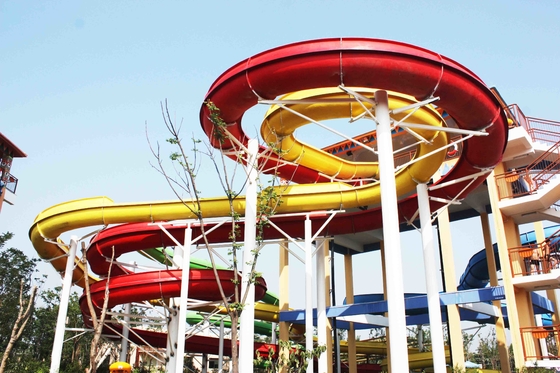 Red Giant Family Commercial Custom Water Slides Fiberglass Material