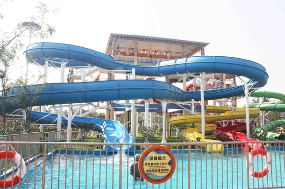 Funny FPR Water Slide Games Double Open And Close Cool Water Slides for Water Park