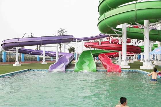 Green Big Commercial Pool Water Slides For Theme Park / Backyard Water Slides Kids