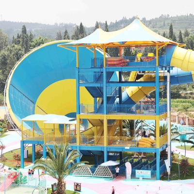 Outside Fiberglass Water Slides for adults , 14.6m Platform Height