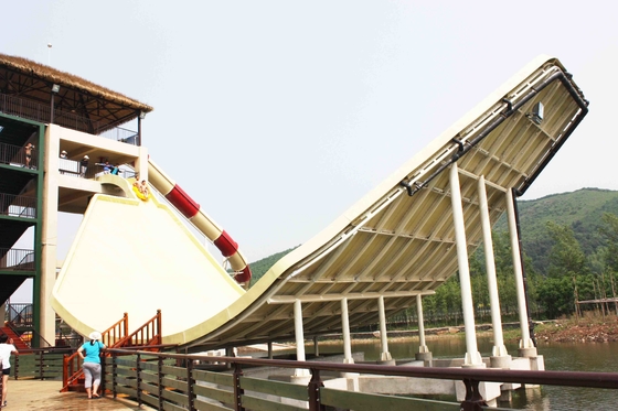 Swing Wave Slide Fiberglass Pool Slides Amusement Park Equipment 11m Height
