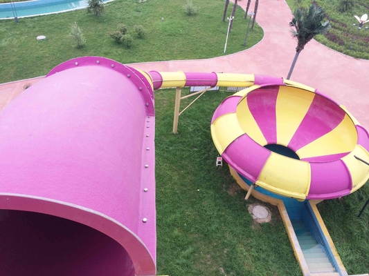 Customized Exciting Aqua Park Fiberglass Water Slide Red / Yellow / Green