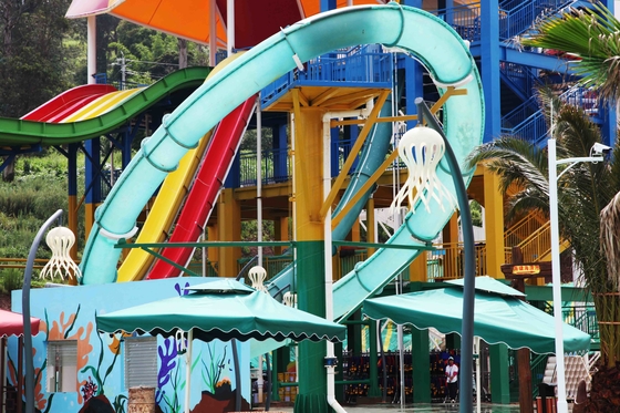 ExcitingSlide Aqua Park Fiberglass Water Slides , Platform Height 16m