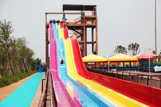 4 Lanes GRP Custom Water Slides / Amusement Park Water Slides for Adults