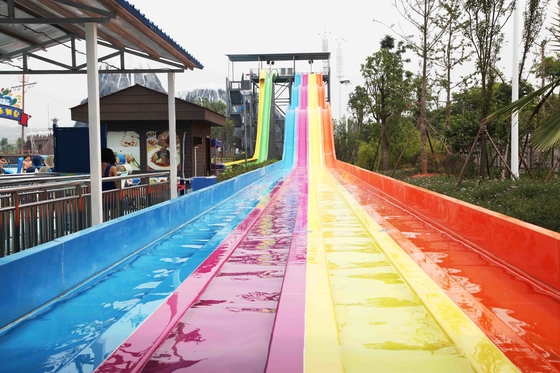 Multi Lanes Rainbow FRP Custom Water Slides In An Amusement Park Water Slide