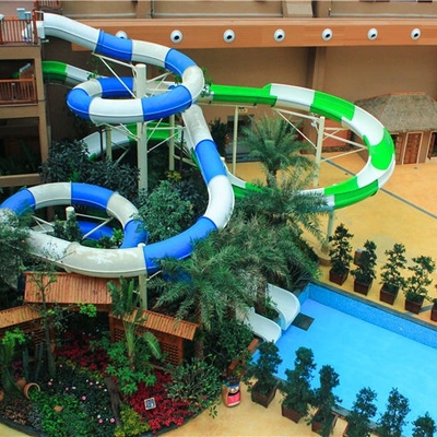 Customized Color Spiral Fiberglass Water Slides Galvanized Carbon Steel Frame