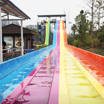 Cool Huge Fun Rainbow Water Slides With Custom Length 4 Lanes
