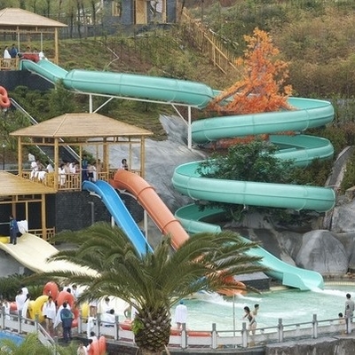Indoor / Outdoor Fiberglass Water Slides Games For Kids / Family Holiday Resort