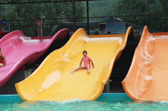 Customized 3 Riders Kids' Water Slides Aqua Park Equipment , Pink / Orange / Blue