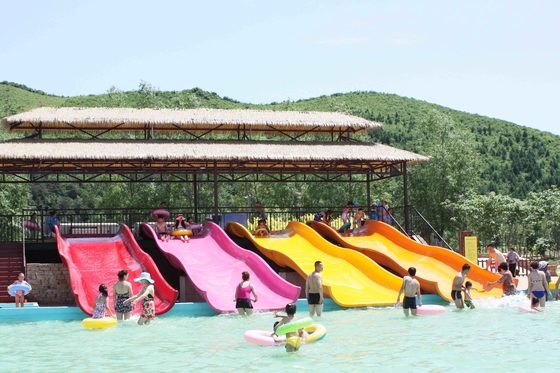 Customized 3 Riders Kids' Water Slides Aqua Park Equipment , Pink / Orange / Blue
