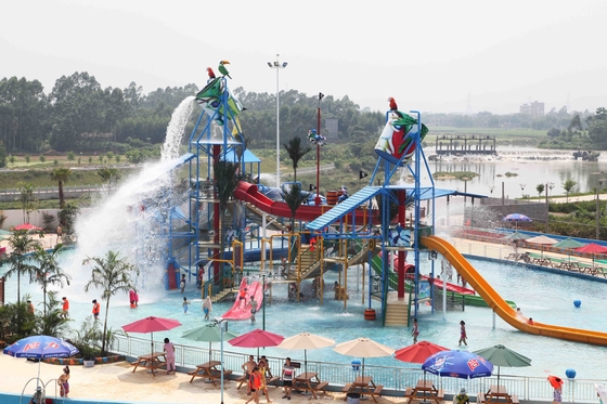 Durable Aqua Playground With Waterpark Slides And Funny Water Bucket