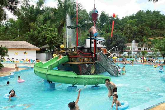 Customized Aqua Park Equipment Fiberglass Pirate Ship , Outdoor Playground Sets