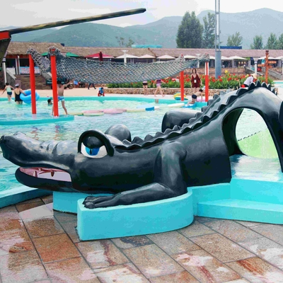 Kids' Small Water Pool Slides , Fun Water Park Fiberglass Crocodile Slide