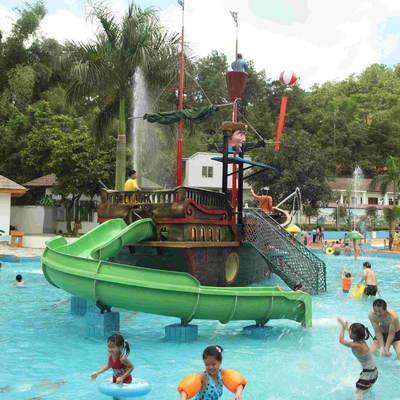 Fiberglass Aqua Play Water Park Equipment , Pirate Ship Kids Water Slides