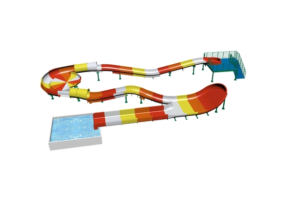 Vải thủy tinh trẻ em nước roller coaster trượt ra ngoài hồ bơi trượt nước cho gia đình với độ cao an toàn màu vàng