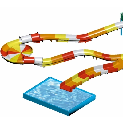 Vải thủy tinh trẻ em nước roller coaster trượt ra ngoài hồ bơi trượt nước cho gia đình với độ cao an toàn màu vàng