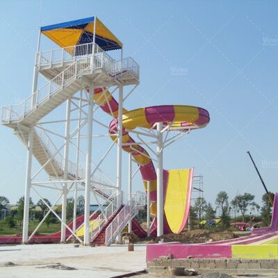 Thang trượt nước Boomerang sợi thủy tinh được cắt giảm cho 2 người lái xe - 13,8m cao Vison Waterparks