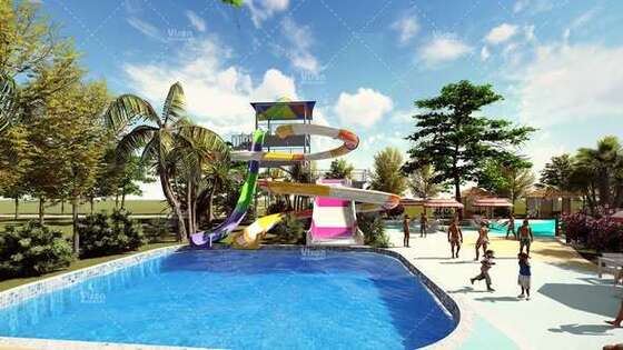 Cầu trượt nước bằng sợi thủy tinh cho khu nghỉ dưỡng khách sạn 5 sao với kích thước 21m*15m*8m cho công viên giải trí