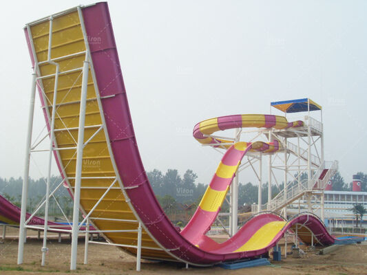 Đường trượt nước Boomerang bằng sợi thủy tinh bền bỉ với chiều cao 18,75m và công suất 1080 người/giờ cho công viên nước