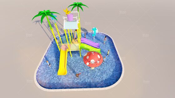 Sân chơi nước phong cách đại dương với kích thước 6,3m x 6,3m x 4,5m và tuổi thọ hơn 10 năm cho công viên giải trí dưới nước