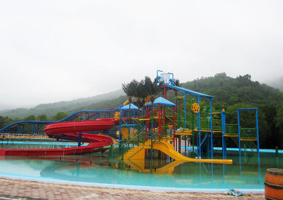 Medium Water Play Structure with Hand-laid Fiberglass Flume and Hot-dip Galvanized Steel Structure | Turnkey Support Water Park Equipment