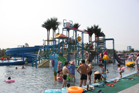 Medium Water Play Structure with Hand-laid Fiberglass Flume and Hot-dip Galvanized Steel Structure | Turnkey Support Water Park Equipment