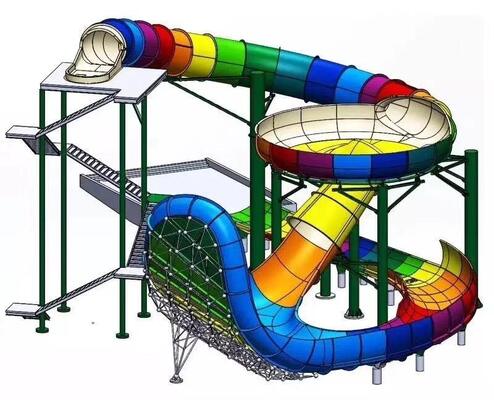 18m High Sky Fiberglass Pit Slide với 12m Super Bowl và 4 người Raft Thrill Ride
